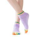 wholesale five toes colorful cotton yoga grip socks